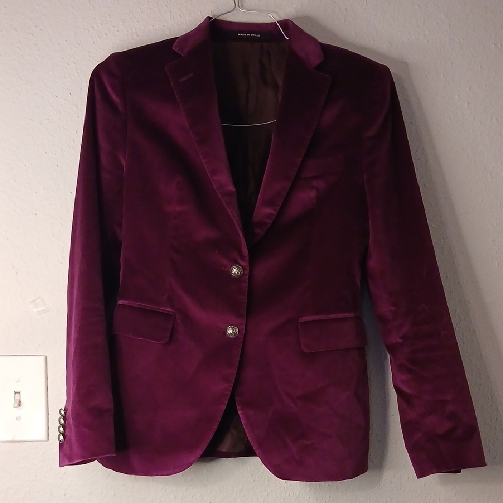 Tagliatore Women's Blazer in Deep Purple Velvet - Picture 11 of 14